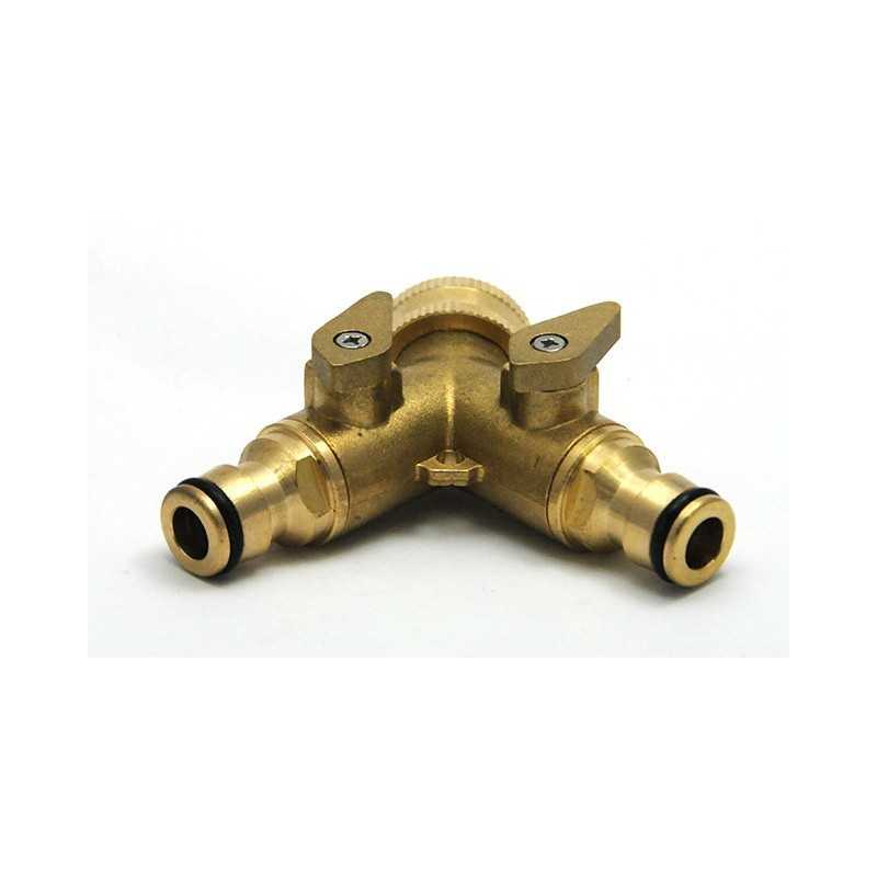 Brass Y-fitting double male outlet quick connector