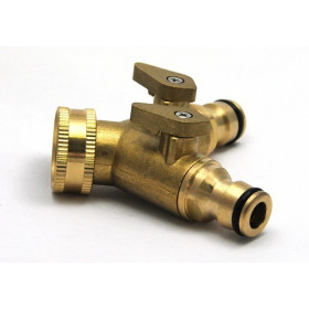 Y-connector brass double male outlet quick coupling
