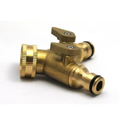 Y-connector brass double male outlet quick coupling