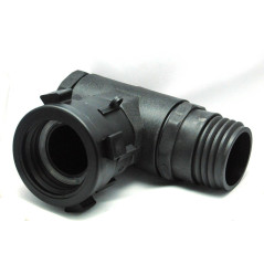 Racor hembra S60x6 tuerca giratoria con codo 90° y salida macho S60x6