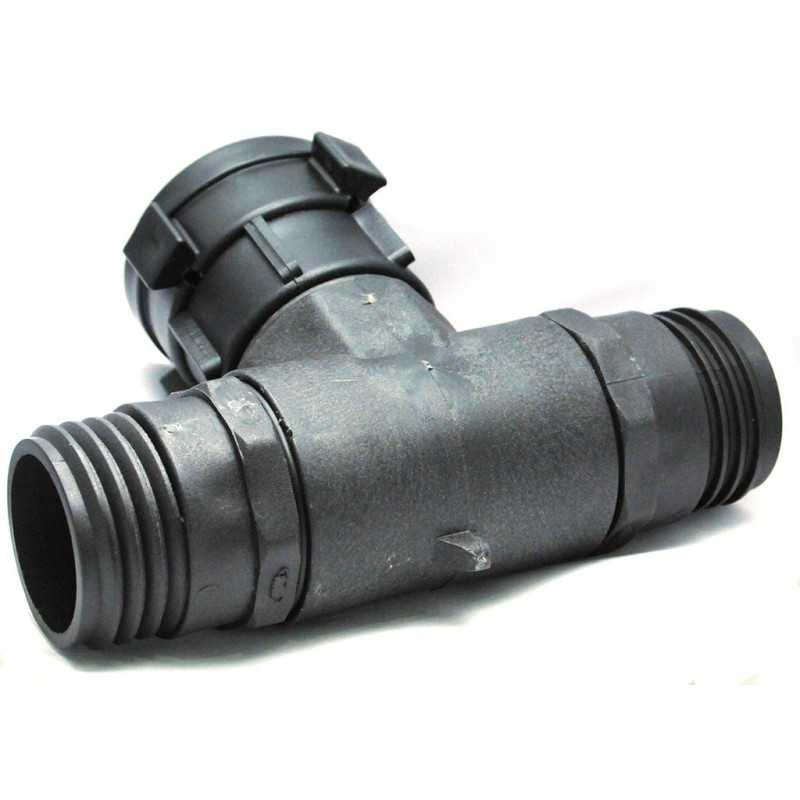 Female S60x6 Swivel Nut Fitting with Tee and Dual Male S60x6 Outlet Female S60x6 Swivel Nut Fitting with Tee and Dual Male S60x6 Outlet