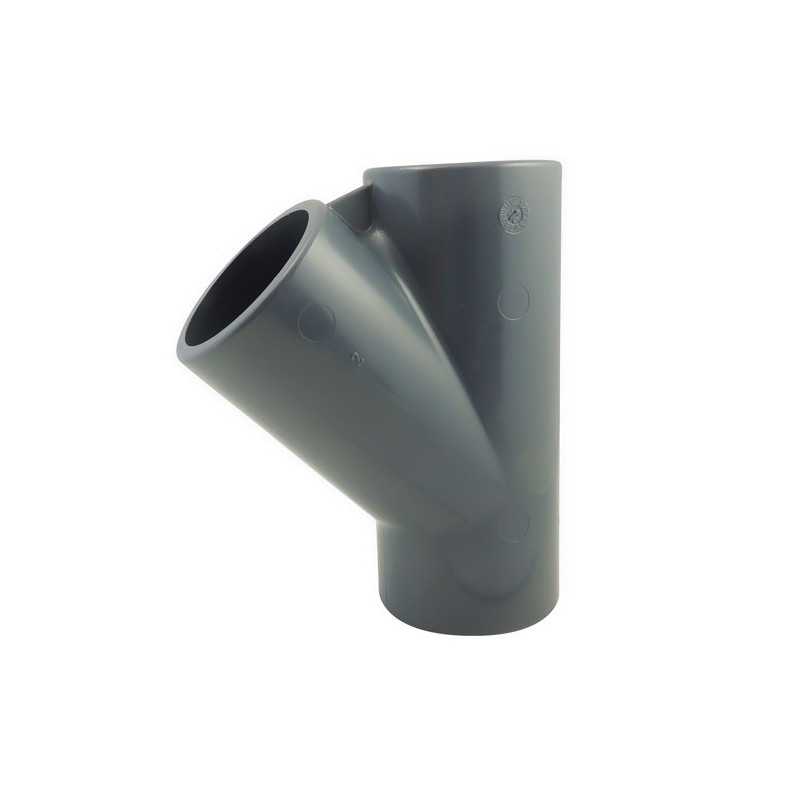 Té igual 45° H / H / H en PVC para pegar Té igual 45° H / H / H en PVC para pegar