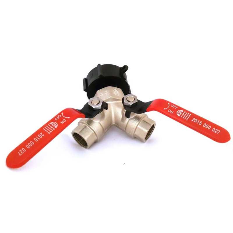 S60x6 Fitting - Double Ball Valve in Chrome-Plated Brass Female 3/4 Inch Outlet