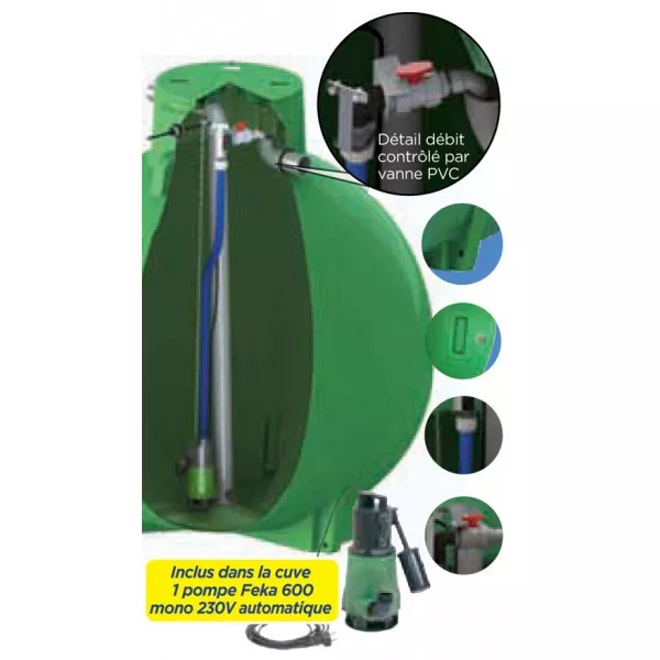 Ecoregul rainwater regulating tank with pump, high outlet