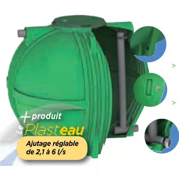 Ecoregul rainwater regulating tank low output with adjustable nozzle