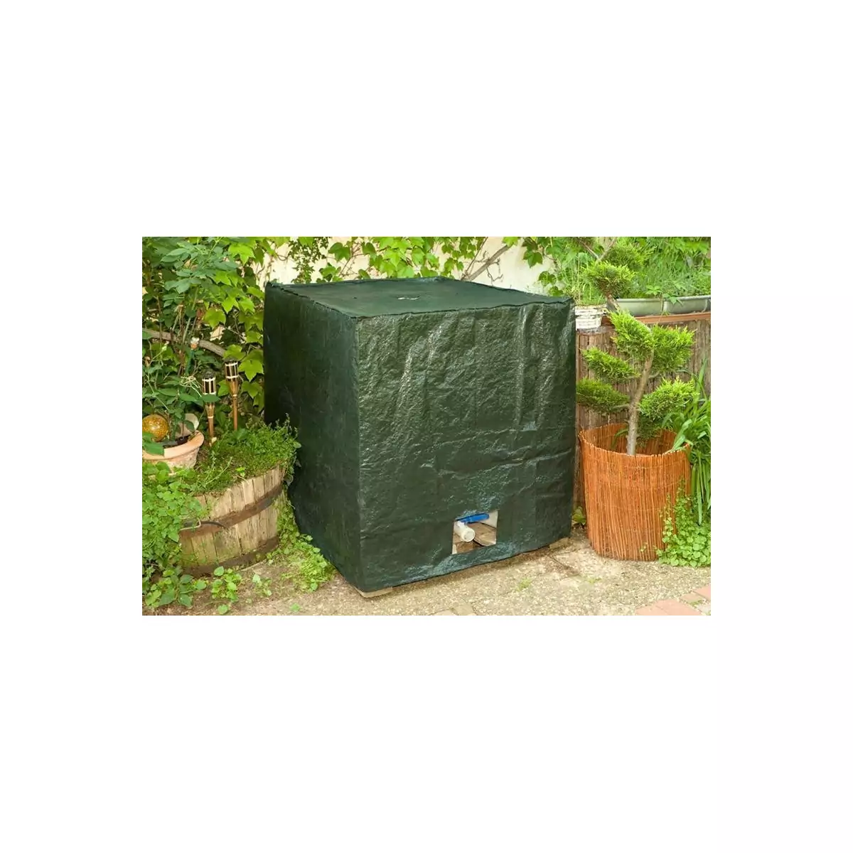 Bache Cuve 1000L Vert Bache pour Cuve IBC Housse Cuve Anti UV  Anti-poussière Bâche de Réservoir d'eau avec Fermeture éclair pour  réservoir IBC 120 x 100 x 116 cm : : Jardin