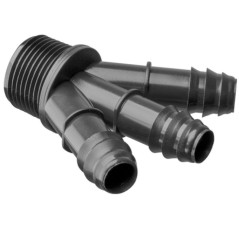 3-way hose coupling Y Ø16mm - male 3/4 inch for micro irrigation