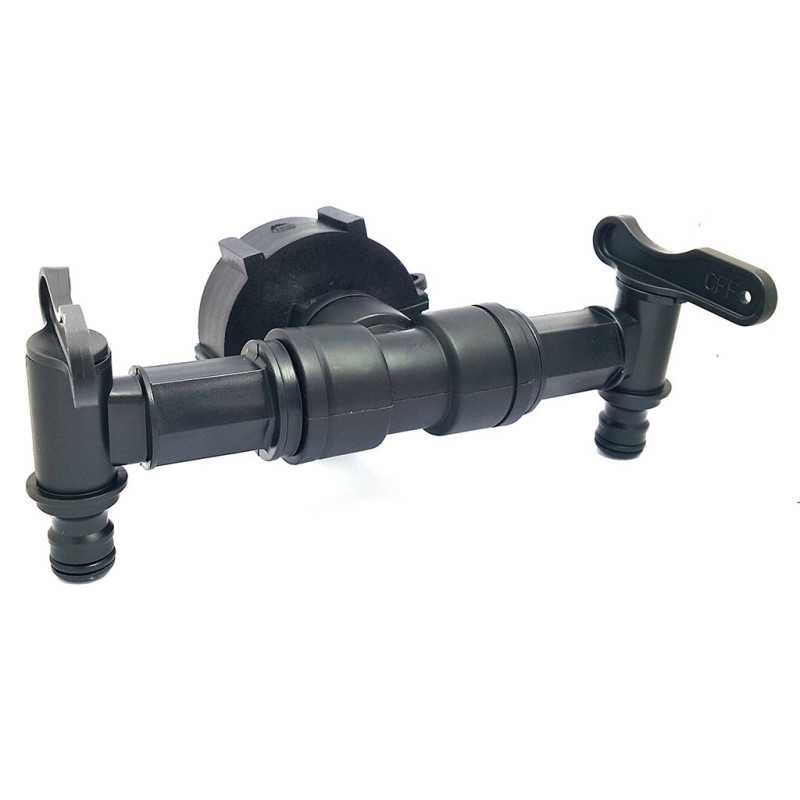 Raccordo S60x6 con 2 rubinetti e naso raccordo rapido stile Gardena Raccordo S60x6 con 2 rubinetti e naso raccordo rapido stile Gardena
