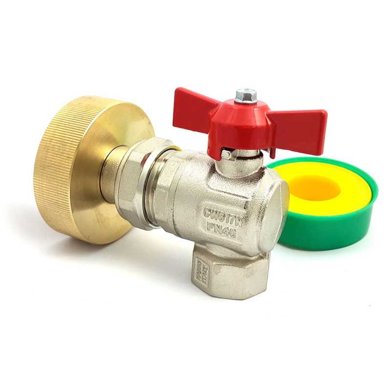 Raccordo S60x6 in ottone con rubinetto ottone ad angolo femmina 3/4 pollice