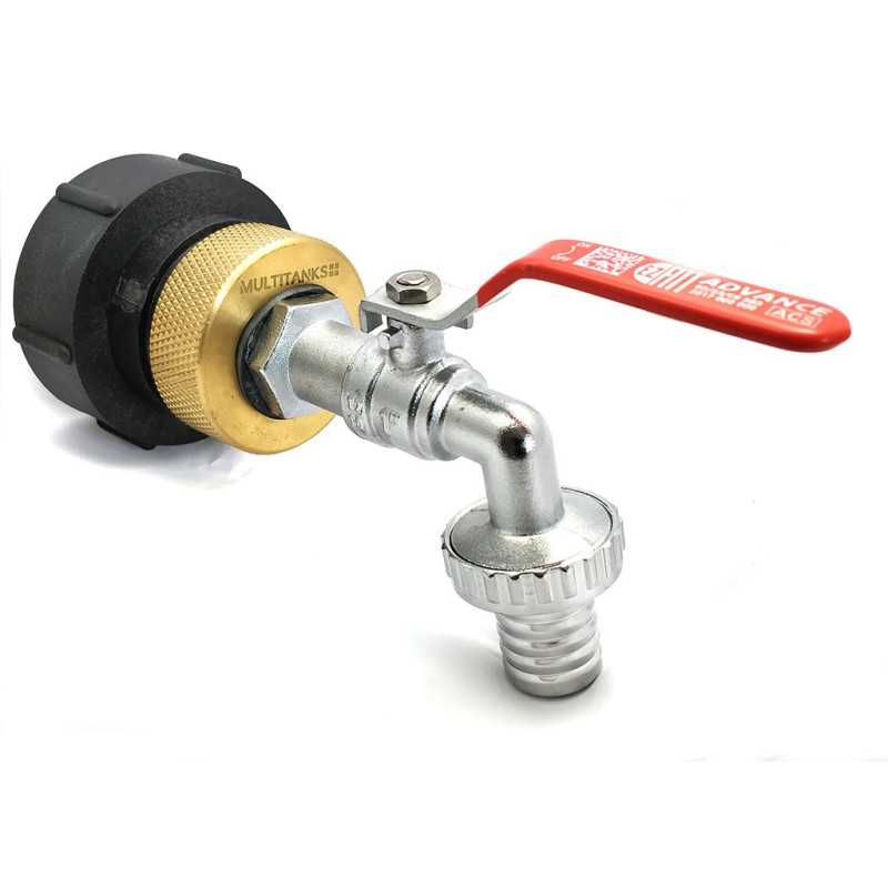 S75x6 Fitting - Brass Valve 1'' 1/4 - 25 mm Outlet for IBC GRV S75x6 Fitting - Brass Valve 1'' 1/4 - 25 mm Outlet for IBC GRV