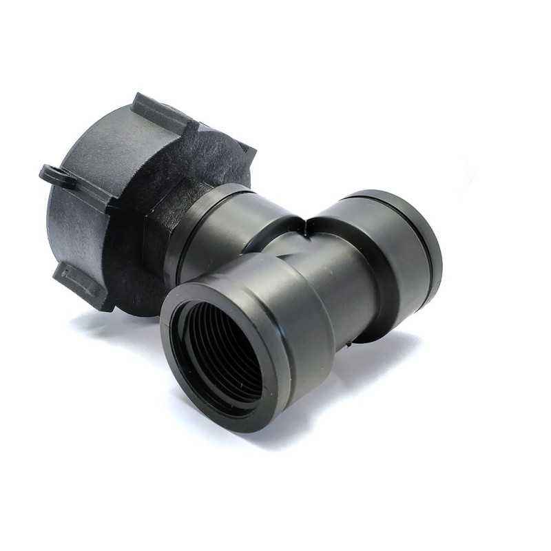 Racor Doble Salida IBC S60x6 a 2x 1" Hembra | Polipropileno