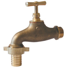 Robinet d'arrosage en laiton brossé avec sortie cannelée 15mm