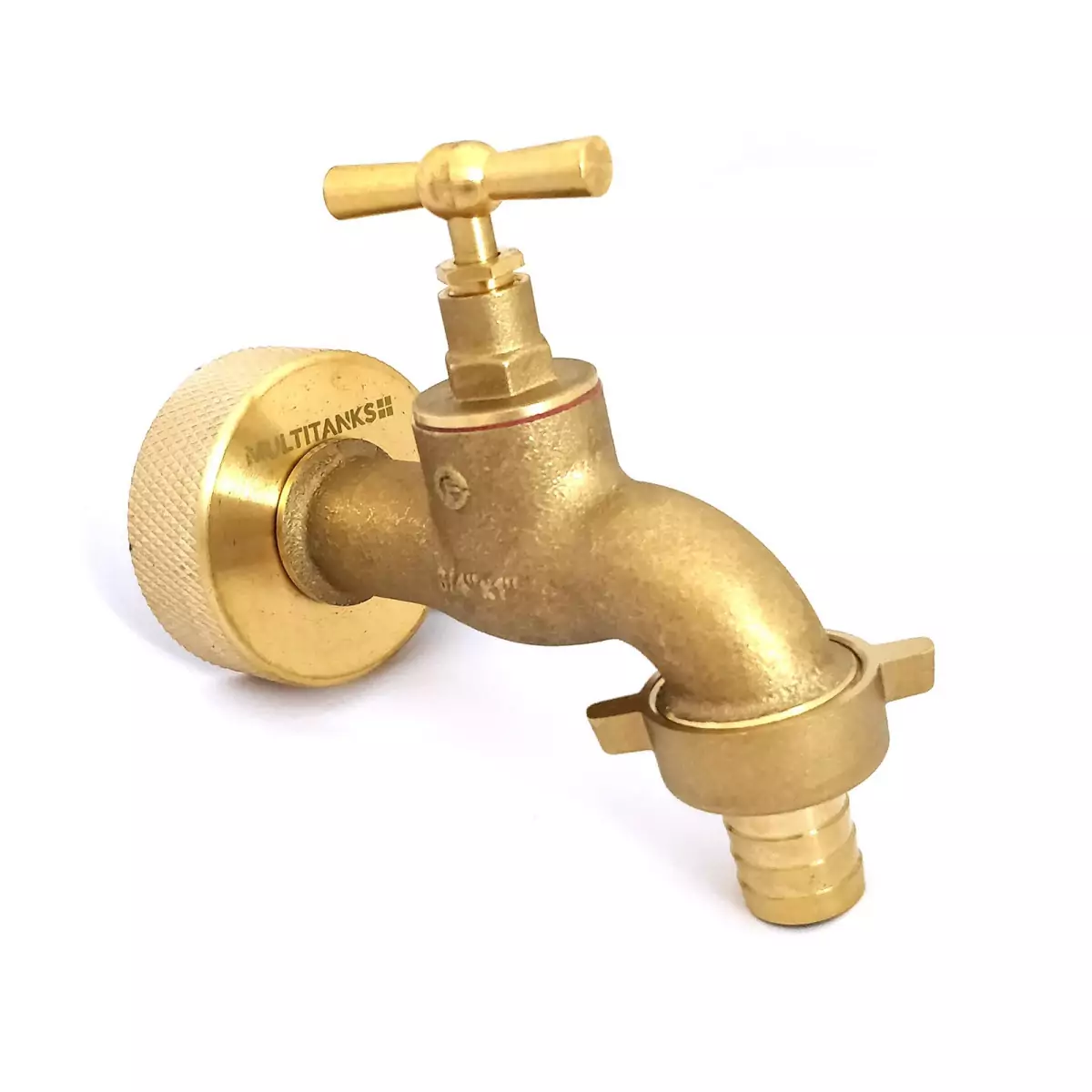 S60x6 brass fitting with brass tap and 19mm fluted outlet
