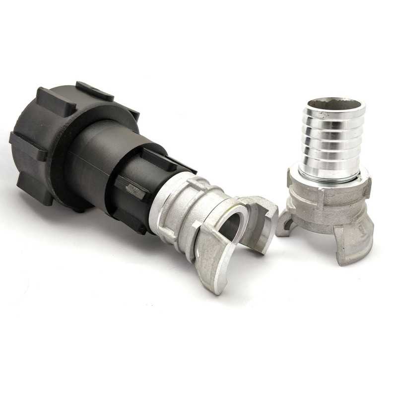 Raccordo S60x6 - simmetrico Guillemin con blocco DN25 e mezzo raccordo con bocchettone zigrinato 30mm Raccordo S60x6 - simmetrico Guillemin con blocco DN25 e mezzo raccordo con bocchettone zigrinato 30mm
