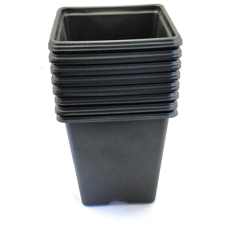 Pack di 15 Vasetti quadrati neri in plastica 9cm