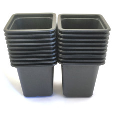 Pack de 15 Godets carrés noir en plastique 9cm