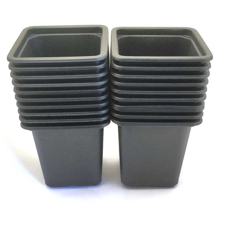 Pack di 20 Vasetti Quadrati Neri in Plastica 7cm