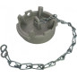 Bouchon plat symétrique Guillemin, pompier, type irrigation cadenassable, avec chaînette, en inox