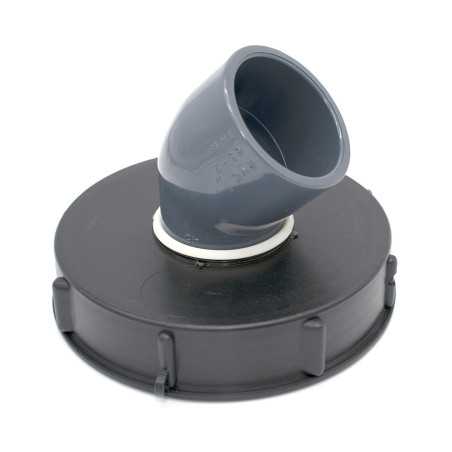 Lid 15cm with 45 ° PVC elbow for IBC tank 1000 liters