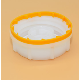 Female cap S60x6 (din61) with 3/4 inch tapping and tamper evident ring