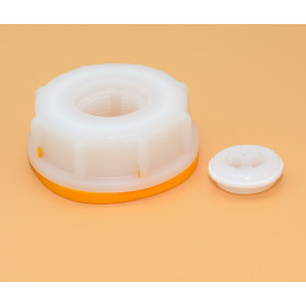 Female cap S60x6 (din61) with 3/4 inch tapping and tamper evident ring