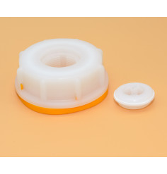 Female cap S60x6 (din61) with 3/4 inch tapping and tamper evident ring