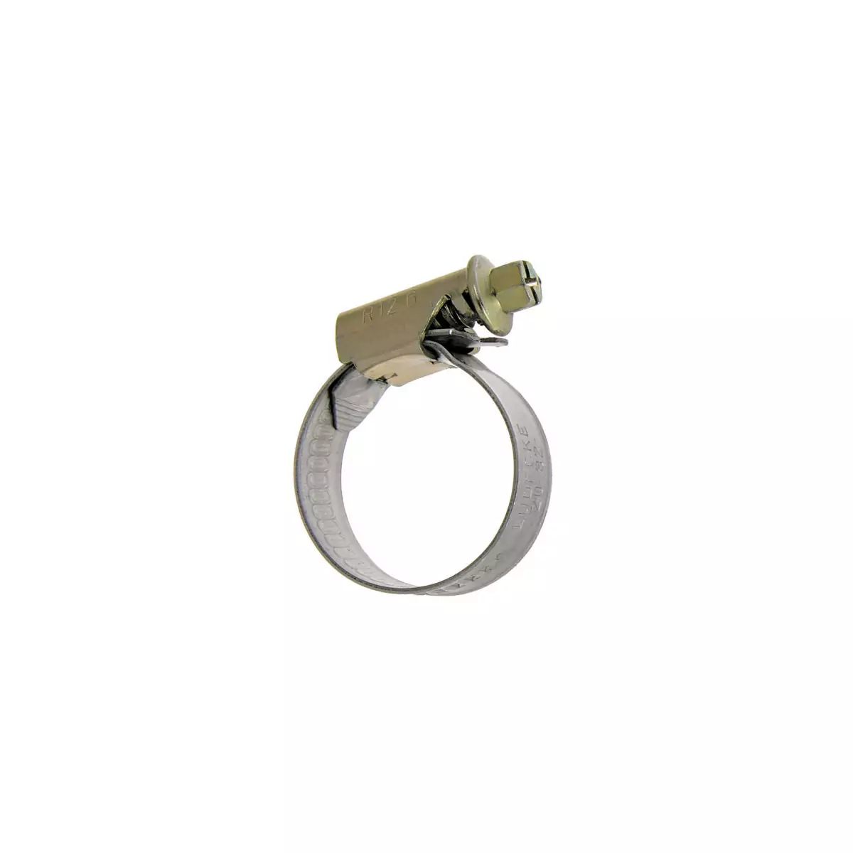 Zinc plated steel clamp, yellow chrome with hexagonal slotted screw
