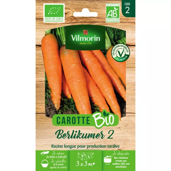 Carrot Berlikum 2 BIO seeds bag - Daucus carota
