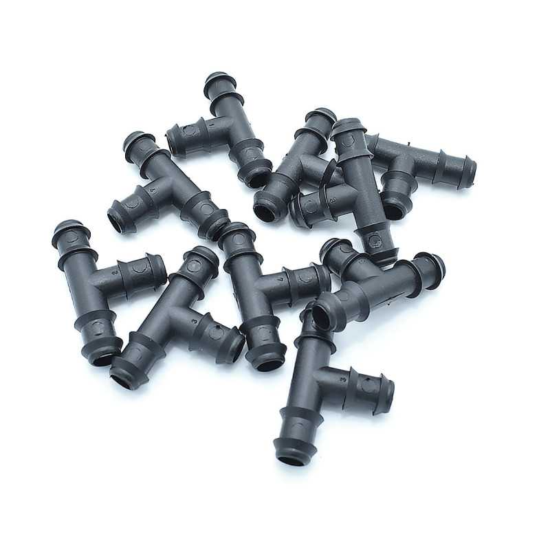 Lotto di 10 Raccordi a T scanalati 16x16 per micro irrigazione Lotto di 10 Raccordi a T scanalati 16x16 per micro irrigazione