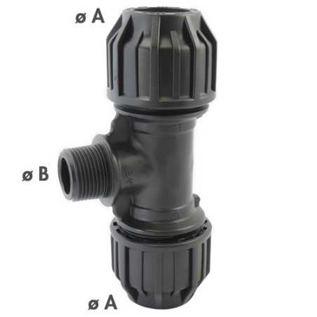 90° PE Compression Tee with BSP Male Bypass | PN16