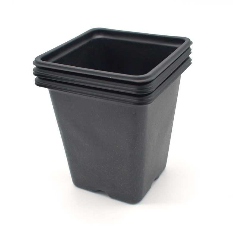 Pack da 5 Vasi Quadrati Neri in Plastica 11cm Pack da 5 Vasi Quadrati Neri in Plastica 11cm