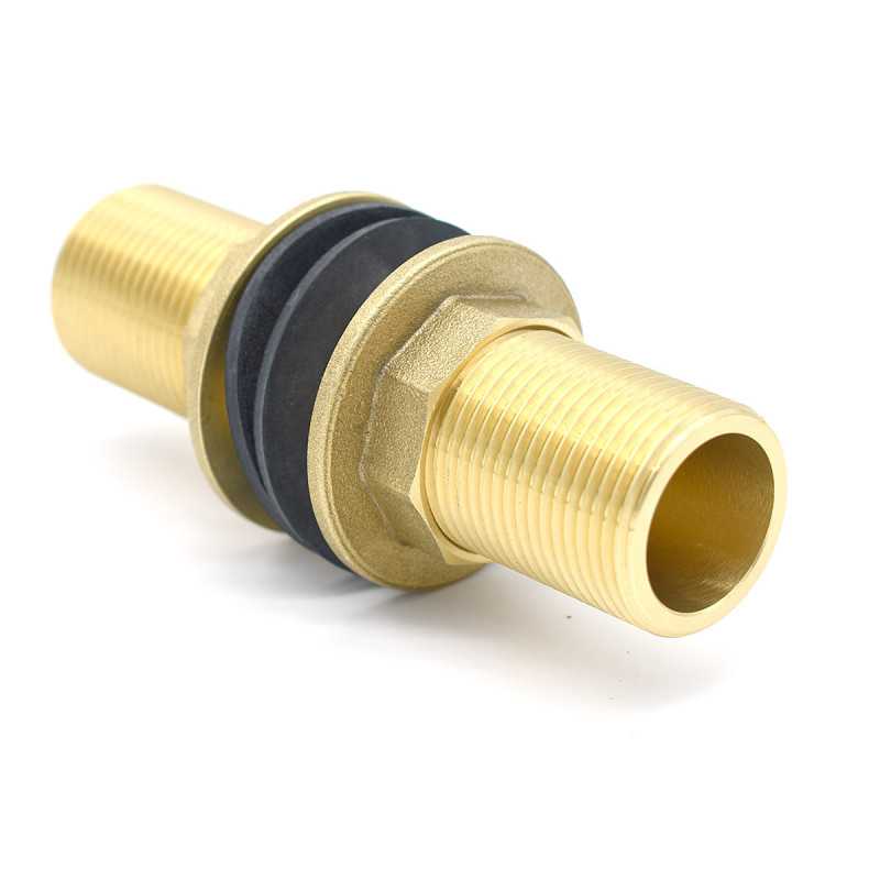 Brass Overflow Fitting with 2 Nuts and 2 Gaskets Brass Overflow Fitting with 2 Nuts and 2 Gaskets