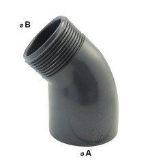 Mixed elbow for gluing and threading 45° female / male in PVC
