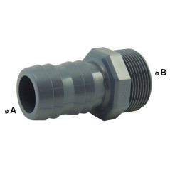 Boccola spinata maschio PVC-U a vite PN16: collegamento portatubo