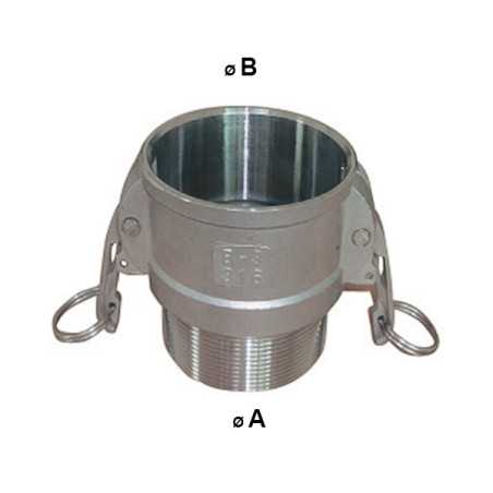 Female Camlock Fitting - Male Threaded End in Stainless Steel - Type B