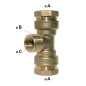 Raccordo a T in ottone in PE a compressione | PN16 Uscita Mista Centrale Raccordo a T in ottone in PE a compressione | PN16 Uscita Mista Centrale