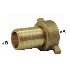 Barbed fitting - female threaded with brass wing nut
