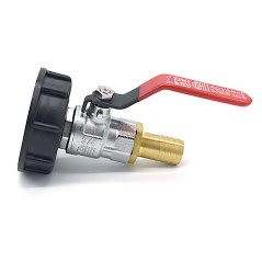 Raccordo S60x6 con rubinetto a sfera in ottone e uscita scanalata 19mm