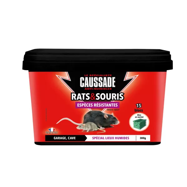 Raticide Rats & Souris –Espèces Résistantes, seau de 300grs ( 15 x 20grs )