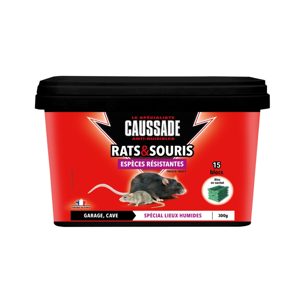 Raticide Rats & Souris -Espèces Résistantes, seau de 300grs ( 15 x 20grs )