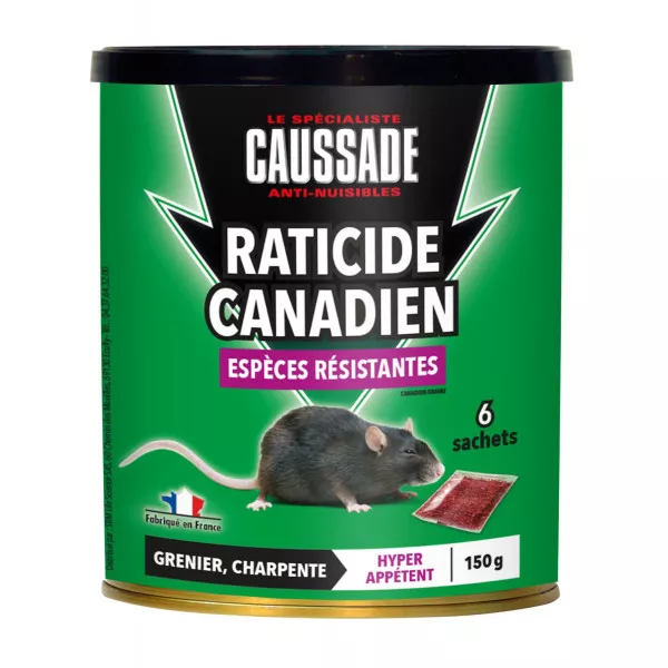 Raticide canadien - Espèces résistantes , boite de 150rgs ( 6 x 25grs)