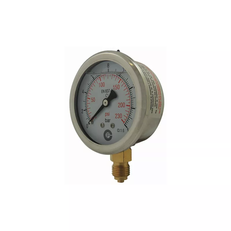 Manomètre de pression radial à bain de silicone , norme EN837-1