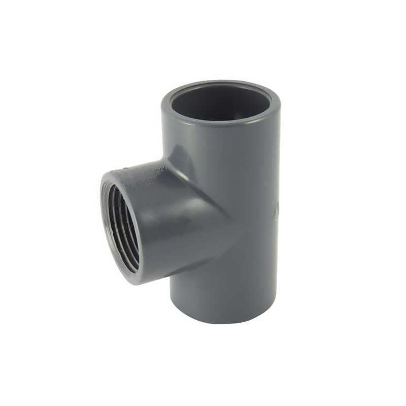 Té 90° Femmina / Femmina / Femmina con derivazione centrale filettata in PVC Té 90° Femmina / Femmina / Femmina con derivazione centrale filettata in PVC