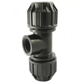 Compression fitting 90 ° tee with tapped bypass