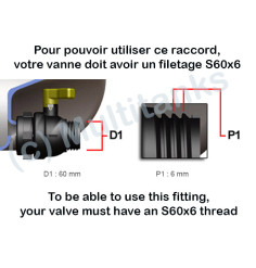 Polypropylene S60x6 fitting - double female 3/4 '' BSP outlet for IBC 1000 liters