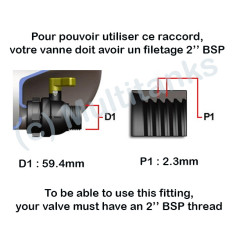 2 '' BSP female coupling - male 1''1 / 2 BSP