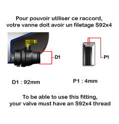 Raccord femelle S92x4 - camlock male 3"