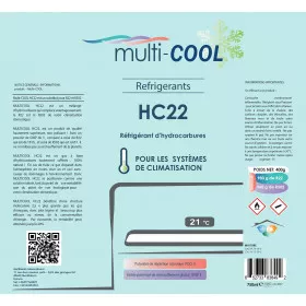 Canette Réfrigérant Multicool-R22 de 350grs, remplace le R22, R502 et R404a