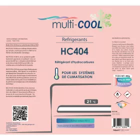 Canette Réfrigérant Multicool-404 de 350grs, remplace le R22, R407C, R502 et R404a