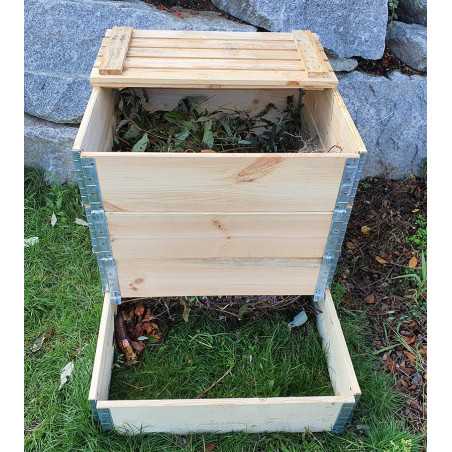 Composteur en bois naturel de 570 litres